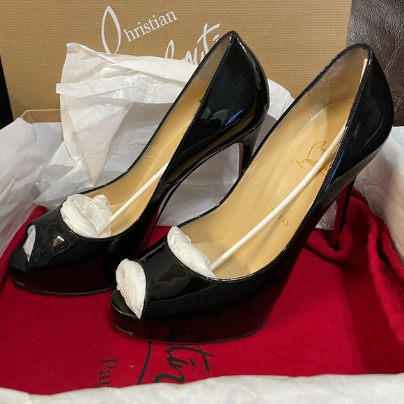 Christian Louboutin New Very Prive peep toe platform pump EU37 Mirror gloss pat. - Picture 4 of 12